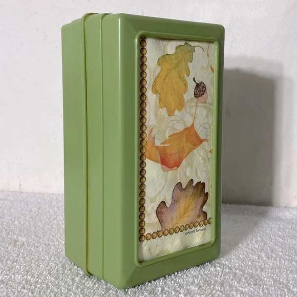 Vintage Orchid Paper Products Avocado Green  Double Sided Napkin Dispenser - Picture 1 of 13